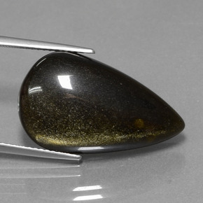 Obsidiana preto natural 13,80ct, formato de pêra, opaco