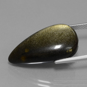 Obsidiana preto natural 13,80ct, formato de pêra, opaco