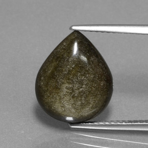 Obsidiana ouro natural 4,64ct, formato de pêra, opaco