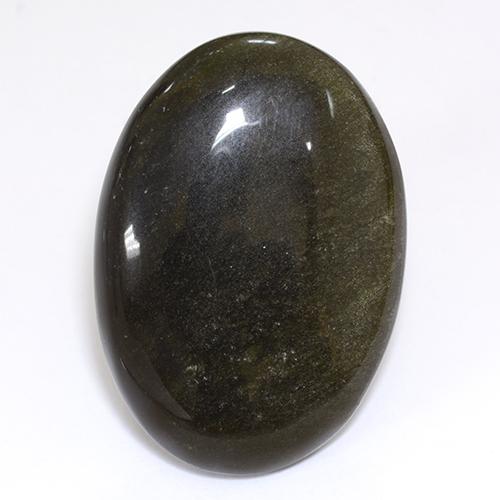 Obsidiana preto natural 26,80ct, corte oval, opaco