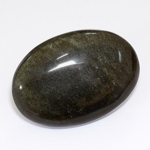 Obsidiana preto natural 26,80ct, corte oval, opaco