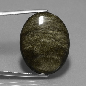 Obsidiana preto natural 28,84ct, corte oval, opaco