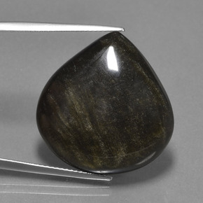 Obsidiana preto natural 26,92ct, formato de pêra, opaco