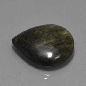 Obsidiana preto natural 26,92ct, formato de pêra, opaco