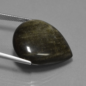 Obsidiana preto natural 26,92ct, formato de pêra, opaco