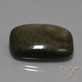 Obsidiana Preto com Bronze Natural 28.60ct, Almofada, Opaco
