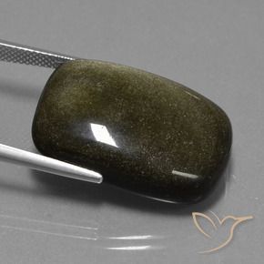 Obsidiana Preto com Bronze Natural 28.60ct, Almofada, Opaco