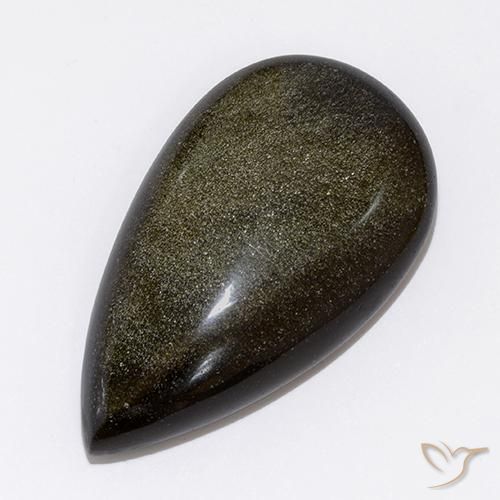 Obsidiana Preto com Bronze Natural 26.64ct, Formato de pêra, Opaco