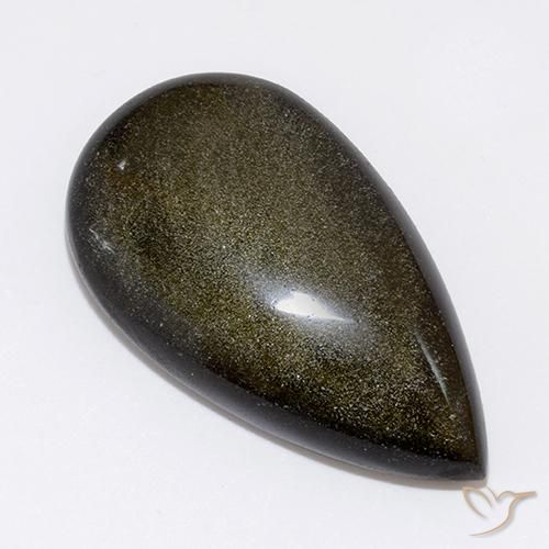 Obsidiana Preto com Bronze Natural 26.64ct, Formato de pêra, Opaco