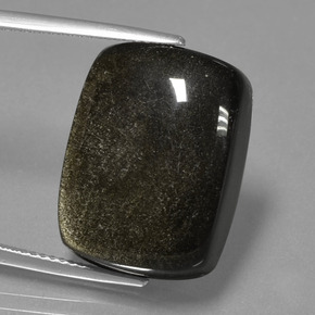 Obsidiana preto natural 22,56ct, almofada cortada, opaco