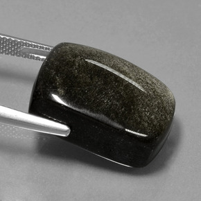 Obsidiana preto natural 22,56ct, almofada cortada, opaco