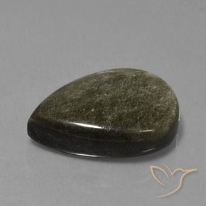 Obsidiana Preto com brilho dourado Natural 25.69ct, Formato de pêra, Opaco