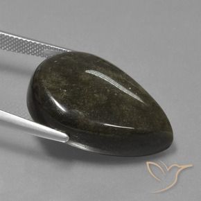 Obsidiana Preto com brilho dourado Natural 25.69ct, Formato de pêra, Opaco