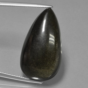 Obsidiana preto natural 24,14ct, formato de pêra, opaco