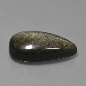Obsidiana preto natural 24,14ct, formato de pêra, opaco