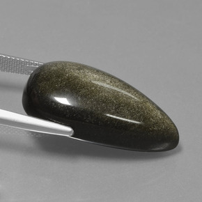 Obsidiana preto natural 24,14ct, formato de pêra, opaco