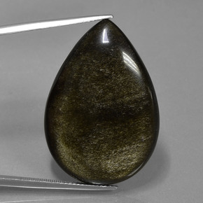 Obsidiana preto natural 36,35ct, formato de pêra, opaco
