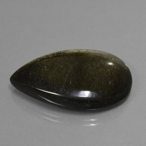 Obsidiana preto natural 36,35ct, formato de pêra, opaco