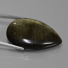 Obsidiana preto natural 36,35ct, formato de pêra, opaco