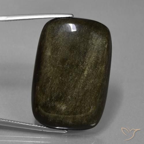 45.22ct Natural Preto com brilho dourado Obsidiana, Almofada, Opaco