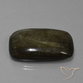 Obsidiana Preto com brilho dourado Natural 45.22ct, Almofada, Opaco