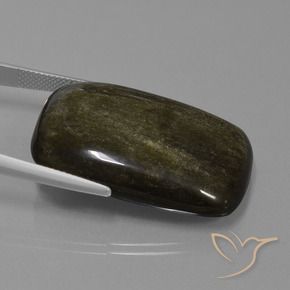 Obsidiana Preto com brilho dourado Natural 45.22ct, Almofada, Opaco