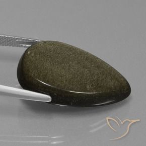Obsidiana Preto com Bronze Natural 23.81ct, Formato de pêra, Opaco