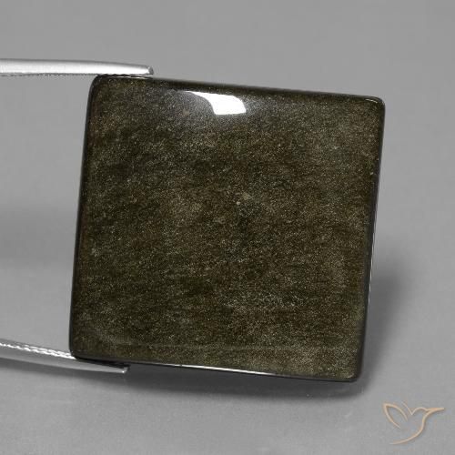 54.37ct Natural Preto com Bronze Obsidiana, Quadrado, Opaco