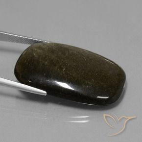 Obsidiana Preto com brilho dourado Natural 38.49ct, Almofada, Opaco