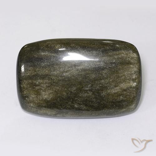 Obsidiana Preto com brilho dourado Natural 40.92ct, Almofada, Opaco