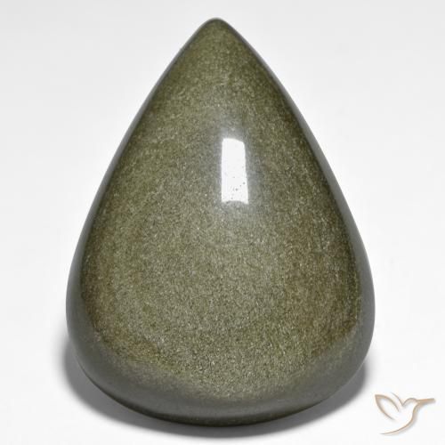 59.31ct Natural Preto com brilho dourado Obsidiana, Formato de pêra, Opaco