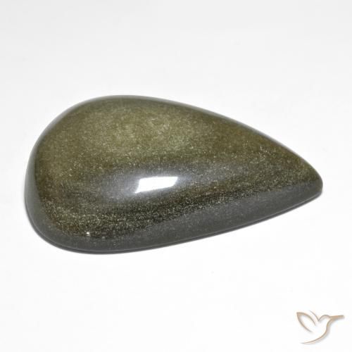 Obsidiana Preto com brilho dourado Natural 59.31ct, Formato de pêra, Opaco