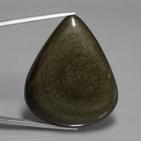 Obsidiana preto natural 62,15ct, formato de pêra, opaco