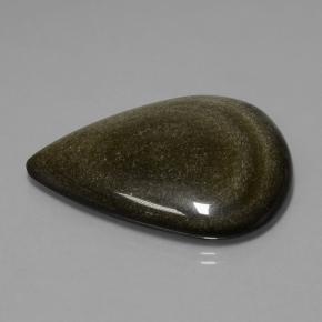 Obsidiana preto natural 62,15ct, formato de pêra, opaco