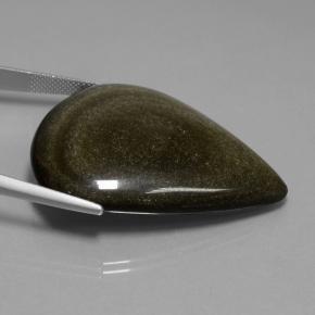 Obsidiana preto natural 62,15ct, formato de pêra, opaco
