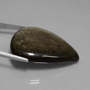 Obsidiana Ouro Brilho Preto Natural 56.86ct, Formato de pêra, Opaco