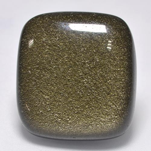 Obsidiana Preto com brilho dourado Natural 22.65ct, Almofada cortada, Opaco