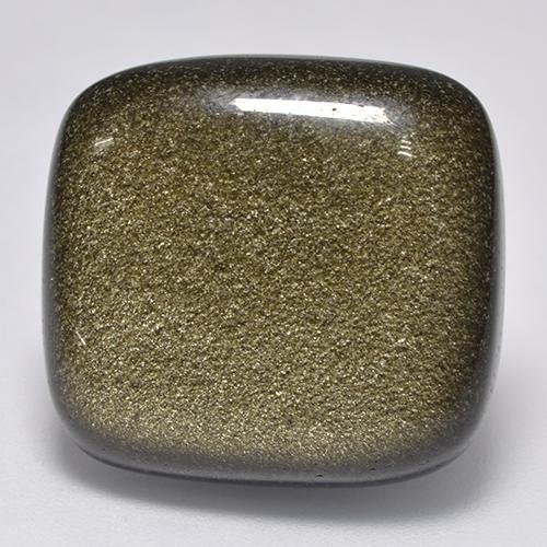 Obsidiana Preto com brilho dourado Natural 22.65ct, Almofada cortada, Opaco