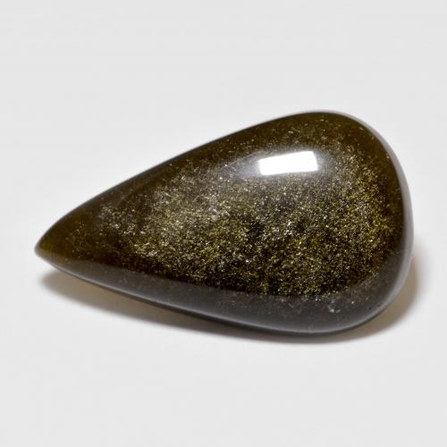 Obsidiana preto natural 9,27ct, formato de pêra, opaco