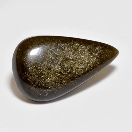 Obsidiana preto natural 9,27ct, formato de pêra, opaco