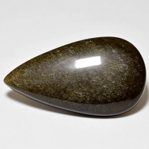 Obsidiana preto natural 17,71ct, formato de pêra, opaco