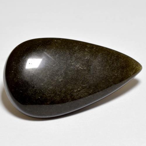 Obsidiana preto natural 17,71ct, formato de pêra, opaco