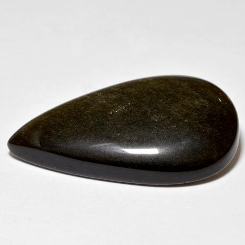 Obsidiana preto natural 17,71ct, formato de pêra, opaco