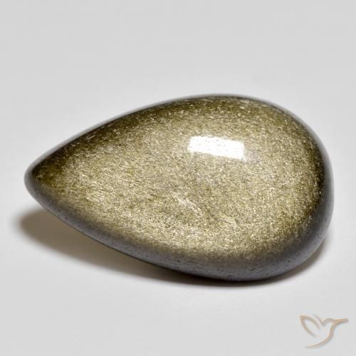 Obsidiana preto com brilho dourado natural 13,44ct, formato de pêra, opaco