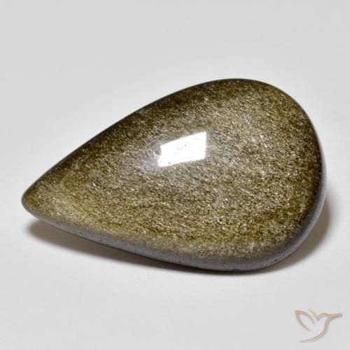 11.74ct Natural Preto com brilho dourado Obsidiana, Formato de pêra, Opaco
