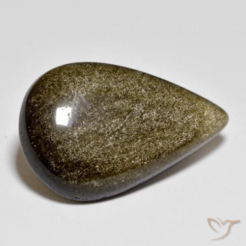 Obsidiana Preto com brilho dourado Natural 11.74ct, Formato de pêra, Opaco