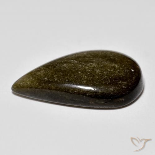 Obsidiana Preto com brilho dourado Natural 11.74ct, Formato de pêra, Opaco