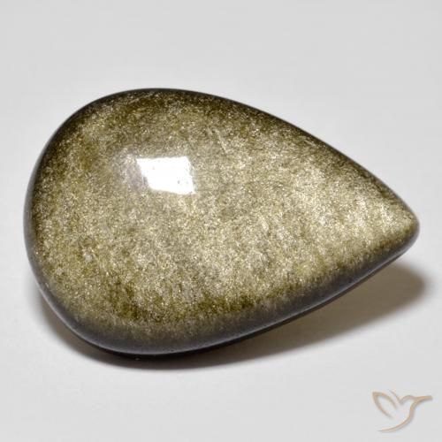 Obsidiana Preto com brilho dourado Natural 16.02ct, Formato de pêra, Opaco