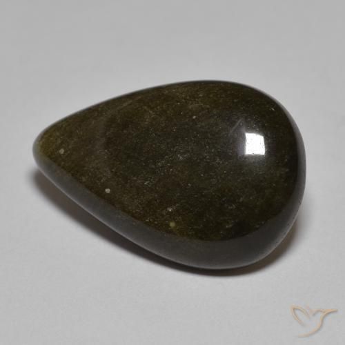 Obsidiana Preto com brilho dourado Natural 10.44ct, Formato de pêra, Opaco