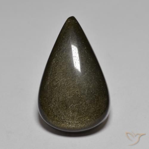 17.42ct Natural Preto com Bronze Obsidiana, Formato de pêra, Opaco